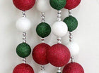 Glitter Ball Garland 6' Red Green, White Glitter Balls with Beads - SKU:GLB-238 - UPC:840167302117 - Party Expo