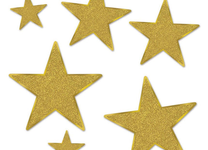 Glittered Foil Star Cutouts - Gold - SKU:57857-GD - UPC:034689060178 - Party Expo