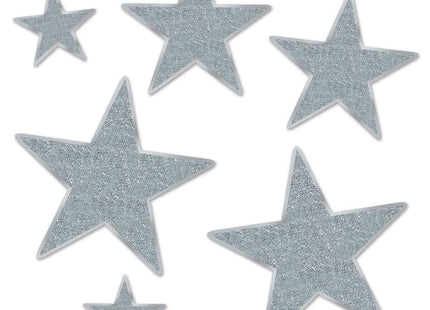Glittered Foil Star Cutouts - Silver - SKU:57857-S - UPC:034689060185 - Party Expo