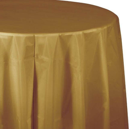 Glittering Gold Oct Round Tablecover - SKU:703276 - UPC:073525812984 - Party Expo