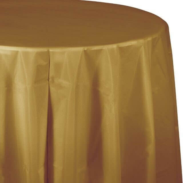 Glittering Gold Oct Round Tablecover - SKU:703276 - UPC:073525812984 - Party Expo