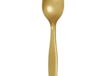 Glittering Gold Plastic Spoons - SKU:010589- - UPC:073525183022 - Party Expo