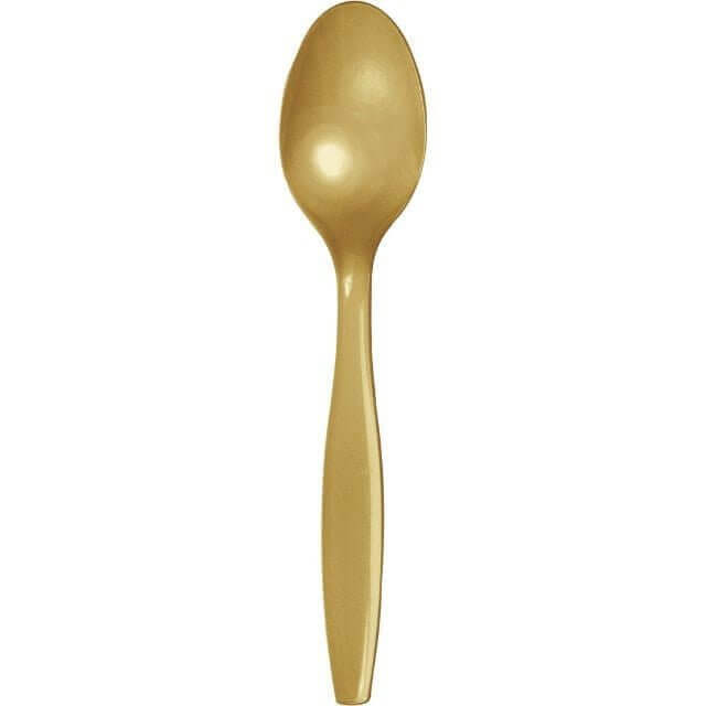 Glittering Gold Plastic Spoons - SKU:010589- - UPC:073525183022 - Party Expo