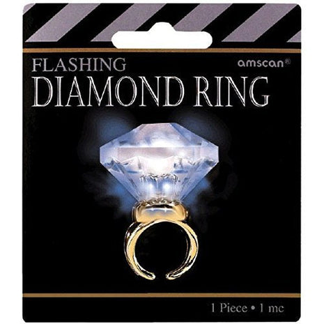 Glitz & Glam Light-up Faux Diamond Ring - SKU:398116 - UPC:048419684824 - Party Expo
