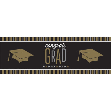Glitz Graduation Giant Party Banner - Silver & Gold - SKU:327387 - UPC:039938449278 - Party Expo