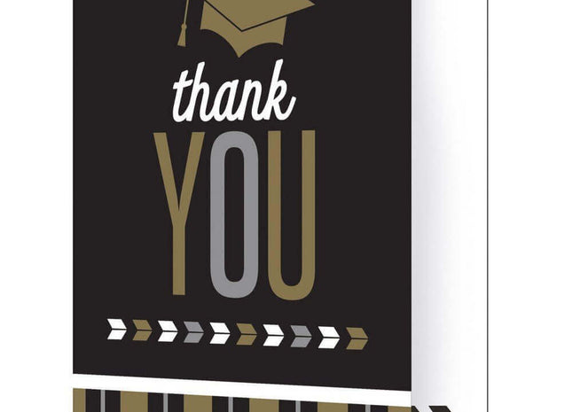 Glitz Graduation "Thank You" Notes - Silver & Gold - SKU:327389 - UPC:039938449292 - Party Expo