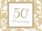 Gold Elegant Scroll 50th Anniversary Beverage Napkins (16ct) - SKU:5038511 - UPC:013051353148 - Party Expo