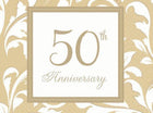 Gold Elegant Scroll 50th Anniversary Lunch Napkins (16ct) - SKU:5138511 - UPC:013051353131 - Party Expo