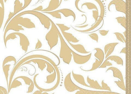 Gold Elegant Scroll Lunch Napkins (16ct) - SKU:513851 - UPC:013051353100 - Party Expo