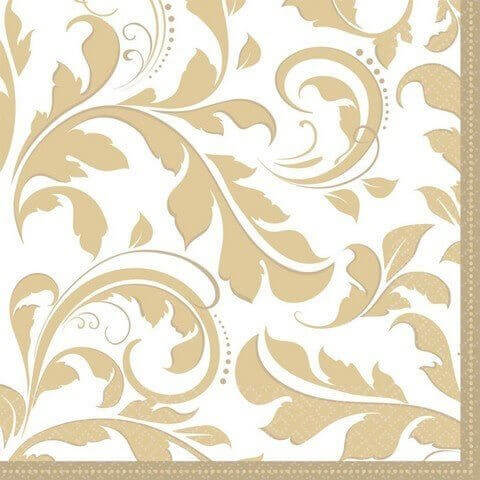 Gold Elegant Scroll Lunch Napkins (16ct) - SKU:513851 - UPC:013051353100 - Party Expo