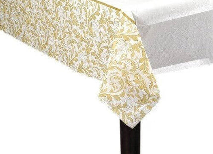 Gold Elegant Scroll Tablecover - SKU:573851 - UPC:013051353124 - Party Expo