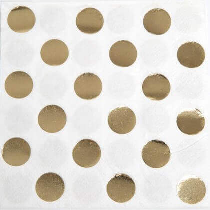 Gold Foil Dot Beverage Napkins - SKU:32311 - UPC:011179323111 - Party Expo