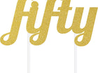 Gold Glitter 'Fifty' Cake Topper - SKU:324538 - UPC:039938416331 - Party Expo