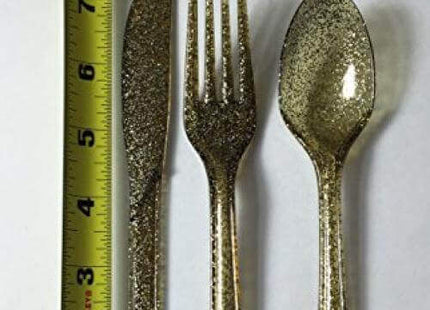 Gold Glitter Glitz Gold Cutlery Assorted - SKU:019805- - UPC:039938033712 - Party Expo