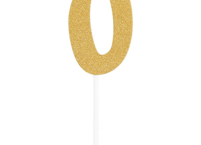 Gold Glitter Number '0' Cake Topper - SKU:324939- - UPC:039938420840 - Party Expo