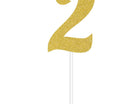 Gold Glitter Number '2' Cake Topper - SKU:324544- - UPC:039938416393 - Party Expo