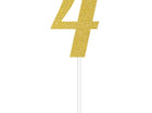 Gold Glitter Number '4' Cake Topper - SKU:324546 - UPC:039938416416 - Party Expo