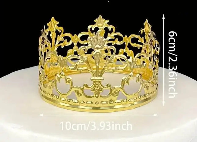 Gold Metal Crown Cake Topper - SKU: - UPC:247729783375 - Party Expo