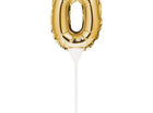 Gold Number '0' Self-Inflating Balloon Cake Topper - SKU:331830- - UPC:039938504137 - Party Expo