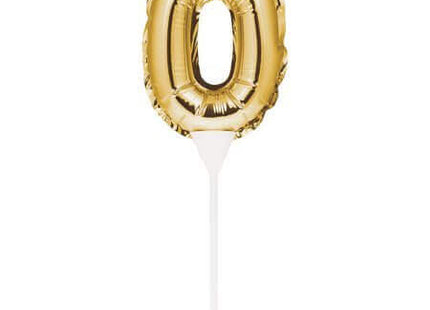 Gold Number '0' Self-Inflating Balloon Cake Topper - SKU:331830- - UPC:039938504137 - Party Expo