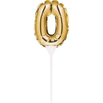 Gold Number '0' Self-Inflating Balloon Cake Topper - SKU:331830- - UPC:039938504137 - Party Expo