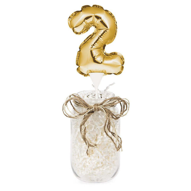Gold Number '2' Self-Inflating Balloon Cake Topper - SKU:331858- - UPC:039938504410 - Party Expo