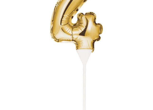 Gold Number '4' Self-Inflating Balloon Cake Topper - SKU:331860- - UPC:039938504434 - Party Expo