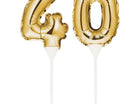 Gold Number '40' Self-Inflating Balloon Cake Topper - SKU:331849- - UPC:039938504328 - Party Expo