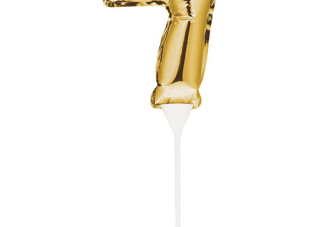 Gold Number '7' Self-Inflating Balloon Cake Topper - SKU:331863- - UPC:039938504465 - Party Expo