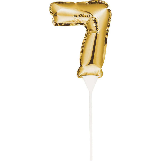 Gold Number '7' Self-Inflating Balloon Cake Topper - SKU:331863- - UPC:039938504465 - Party Expo