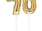 Gold Number '70' Self-Inflating Balloon Cake Topper - SKU:331852- - UPC:039938504359 - Party Expo