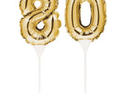 Gold Number '80' Self-Inflating Balloon Cake Topper - SKU:331853- - UPC:039938504366 - Party Expo