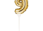 Gold Number '9' Self-Inflating Balloon Cake Topper - SKU:331865- - UPC:039938504489 - Party Expo
