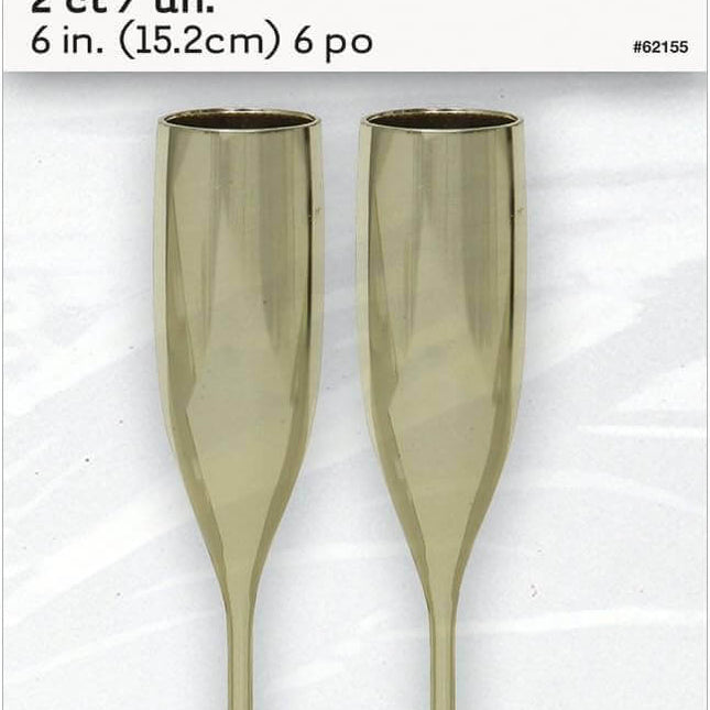 Gold Plastic Champagne Flute Favors (2ct) - SKU:62155 - UPC:011179621552 - Party Expo