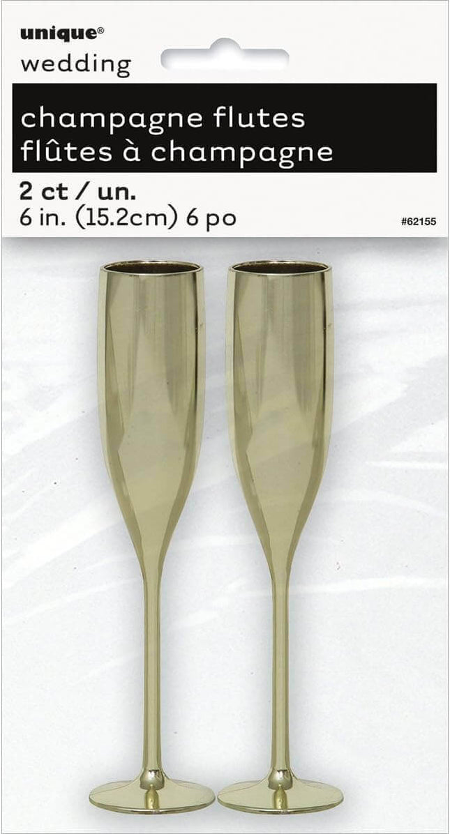 Gold Plastic Champagne Flute Favors (2ct) - SKU:62155 - UPC:011179621552 - Party Expo