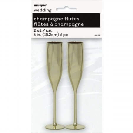 Gold Plastic Champagne Flute Favors (2ct) - SKU:62155 - UPC:011179621552 - Party Expo