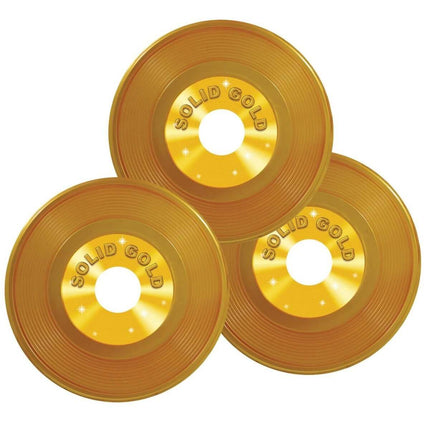 Gold Plastic Records - 3 pieces - SKU:57208 - UPC:034689572084 - Party Expo