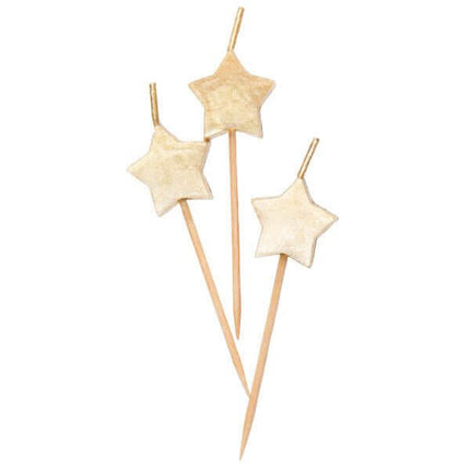 Gold Star Pick Birthday Candles (6ct) - SKU:72420 - UPC:011179724208 - Party Expo