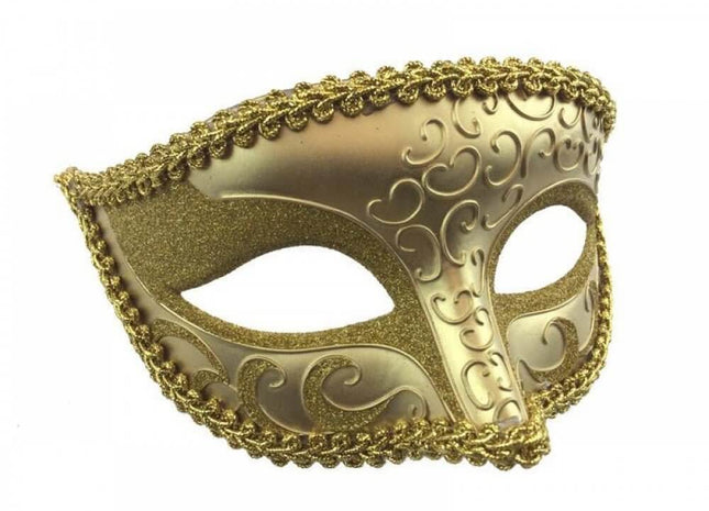 Gold Venetian Mask - SKU:M6107G - UPC:831687010118 - Party Expo