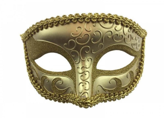 Gold Venetian Mask - SKU:M6107G - UPC:831687010118 - Party Expo