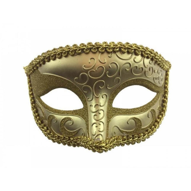 Gold Venetian Mask - SKU:M6107G - UPC:831687010118 - Party Expo