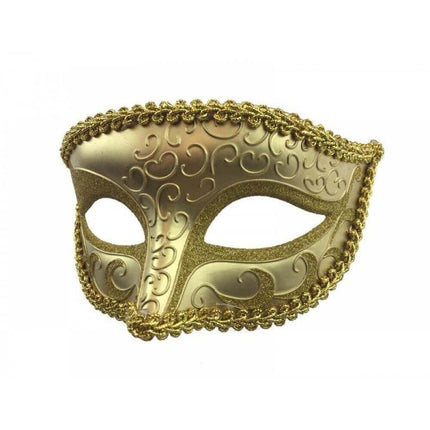 Gold Venetian Mask - SKU:M6107G - UPC:831687010118 - Party Expo