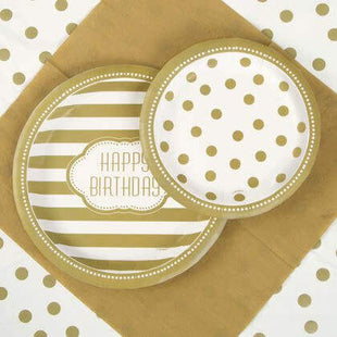 Golden Birthday 9" Plates - SKU:49585 - UPC:011179495856 - Party Expo