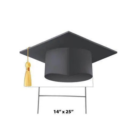 Grad Cap Yard Sign - Black - Party Expo