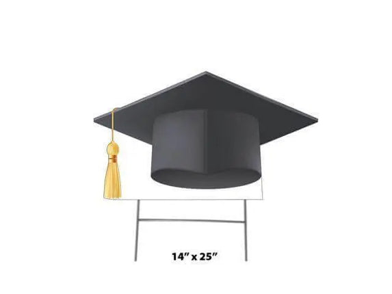 Grad Cap Yard Sign - Black - Party Expo