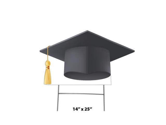 Grad Cap Yard Sign - Black - SKU:3461 - UPC:082033034610 - Party Expo