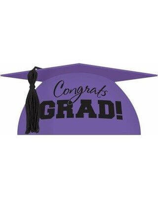 Graduation Cap Cake Topper - Purple - SKU:100073.106 - UPC:192937032299 - Party Expo