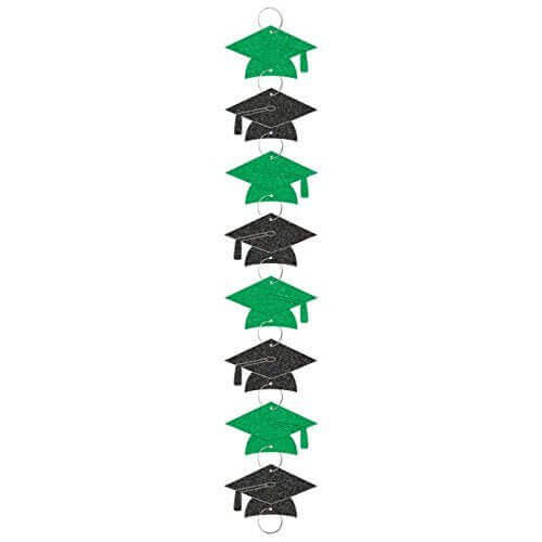 Graduation Cap Garland Ring - Green - SKU:221066.03 - UPC:013051543068 - Party Expo