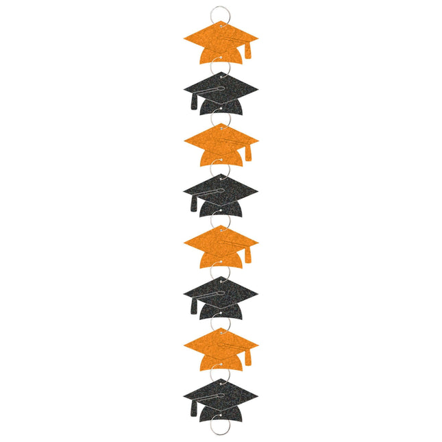 Graduation Cap Garland Ring - Orange - SKU:221066.05 - UPC:013051543051 - Party Expo