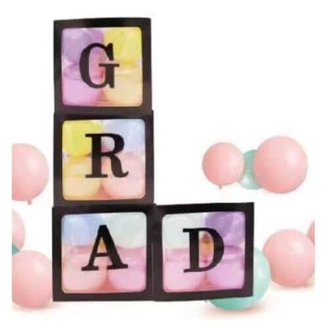Graduation GRAD Balloon Boxes (12x12x12) - SKU: - UPC:677545150233 - Party Expo